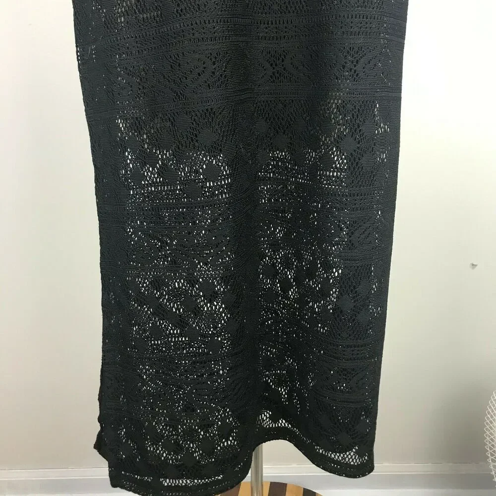 Xhilaration Small Black Long Dress Lined Sleeveless Cover Up Side Slit Boho Lace - Picture 5 of 7